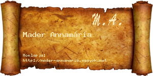 Mader Annamária névjegykártya
